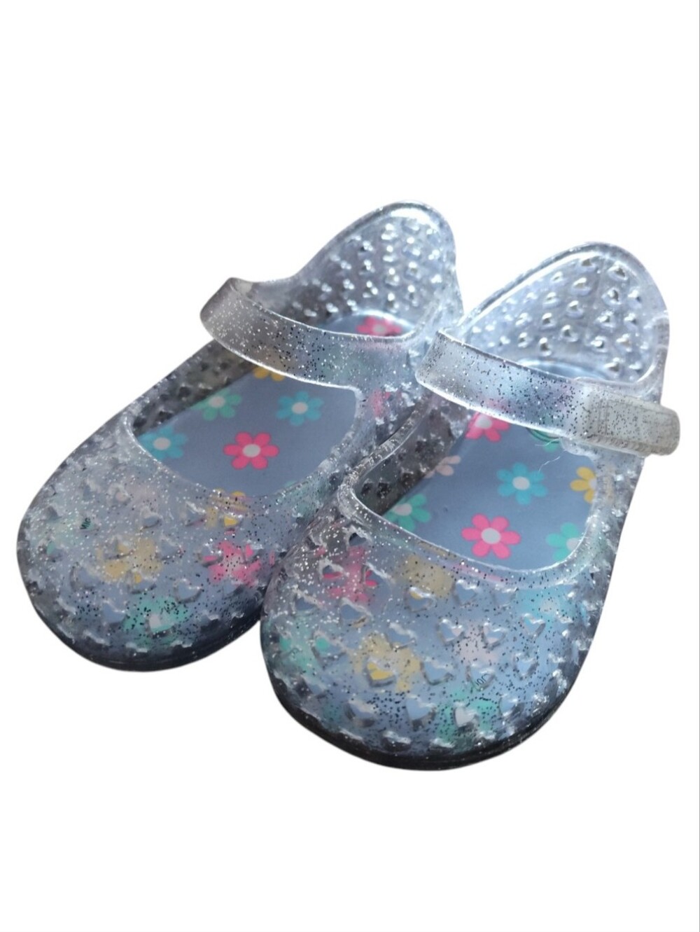 Wonder Nation Toddler Girls Clear Glitter Jelly Mary Jane Shoes Size 6 NWT